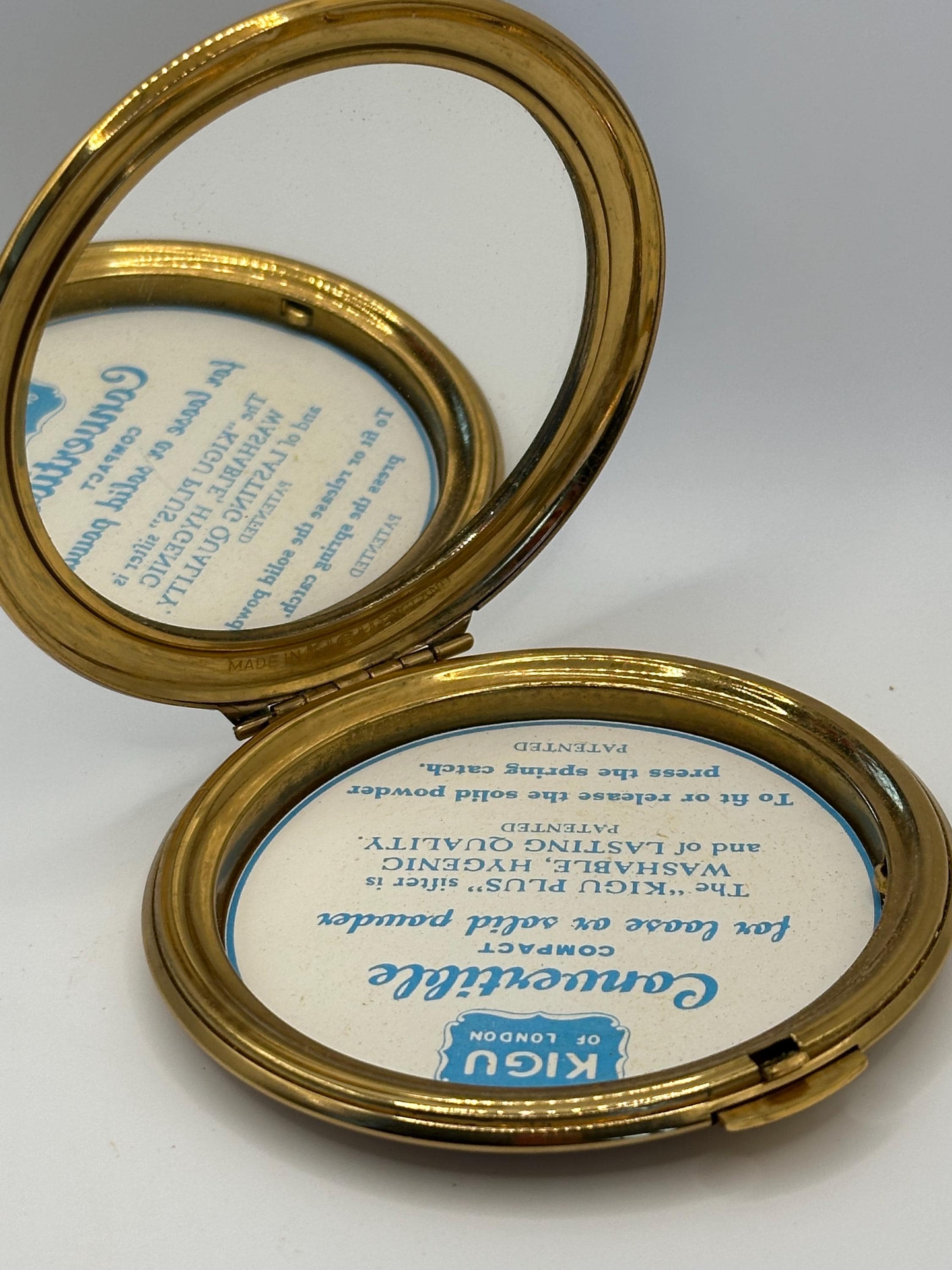 Vintage Kigu Powder Compact: Blue Enamel Starburst Design, Unused, Boxed