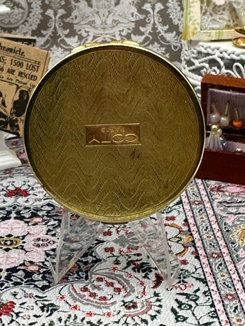 Rare Vintage Coty Paris St. Bartholomew Powder Compact – Foiled Lid, 5.5cm, Art Deco Era