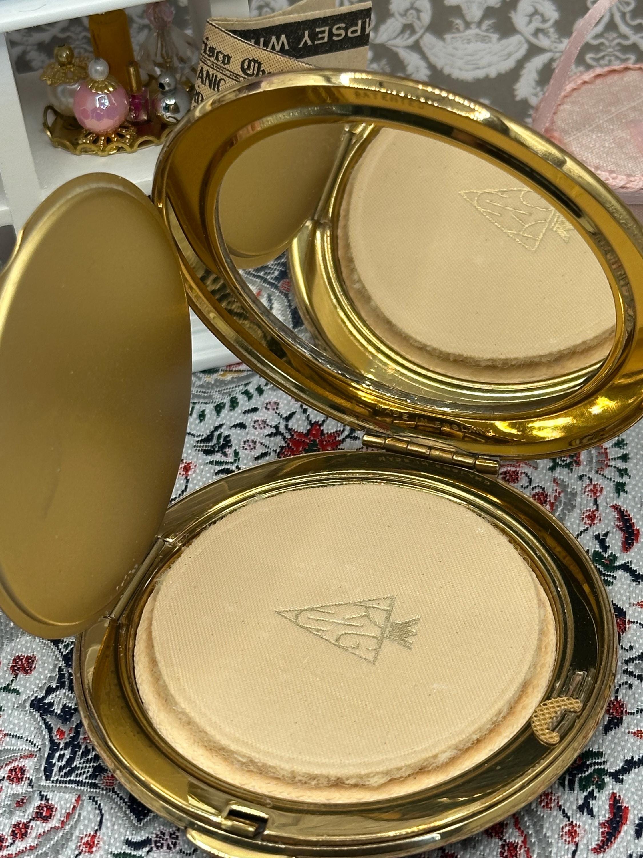 Vintage Kigu of London Powder Compact | Lace & Floral Enamel Design | 7.5cm | Made in England