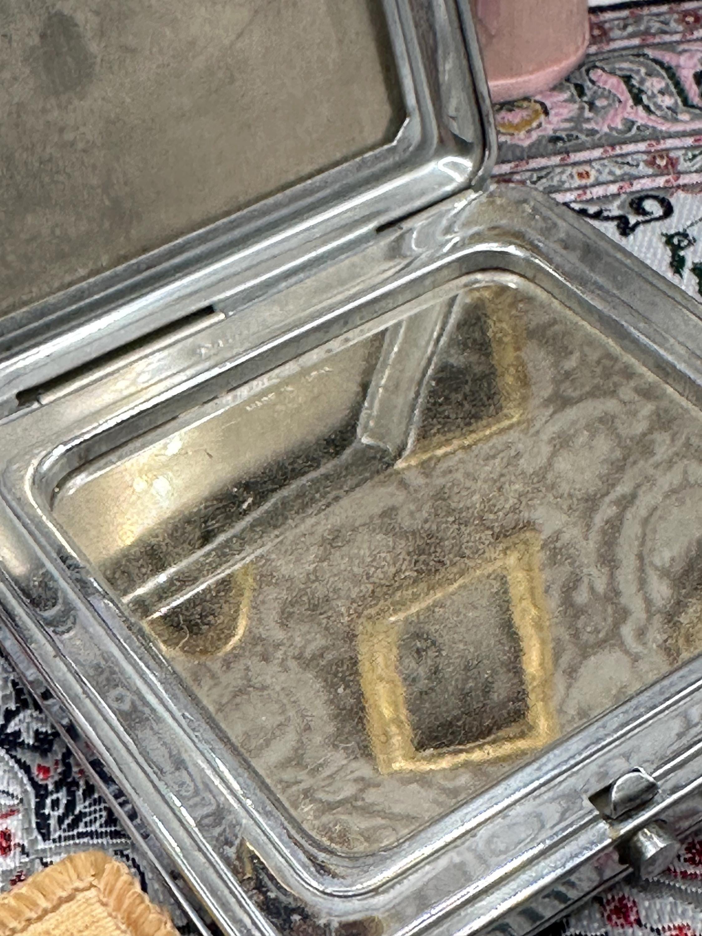 Vintage Silver Art Deco Powder Compact & Cigarette Case Combo Minaudiere