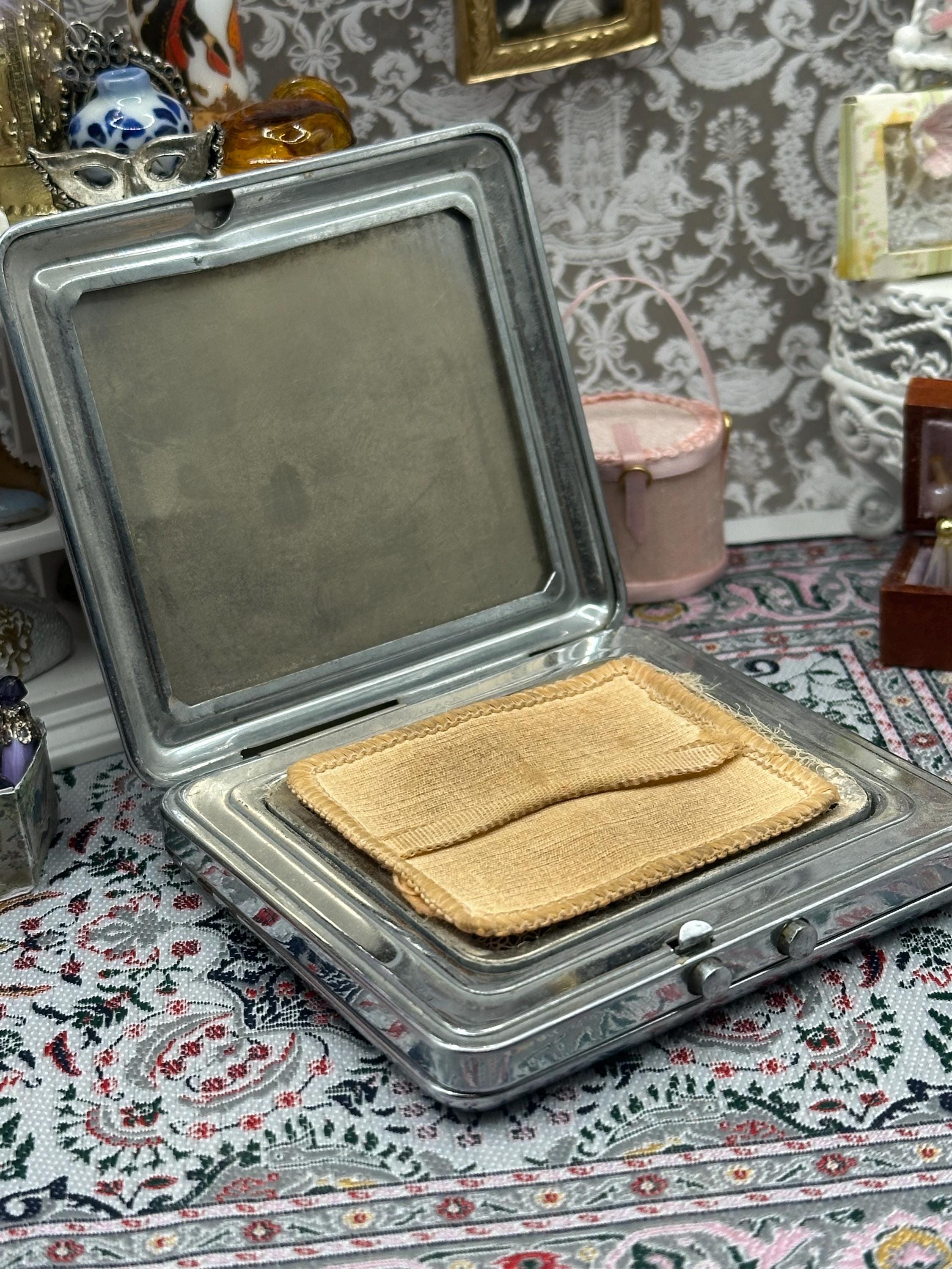 Vintage Silver Art Deco Powder Compact & Cigarette Case Combo Minaudiere