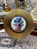 Vintage Mascot Powder Compact with Limoges Porcelain Plaque – 8cm, Gold-Tone, 1950s–60s