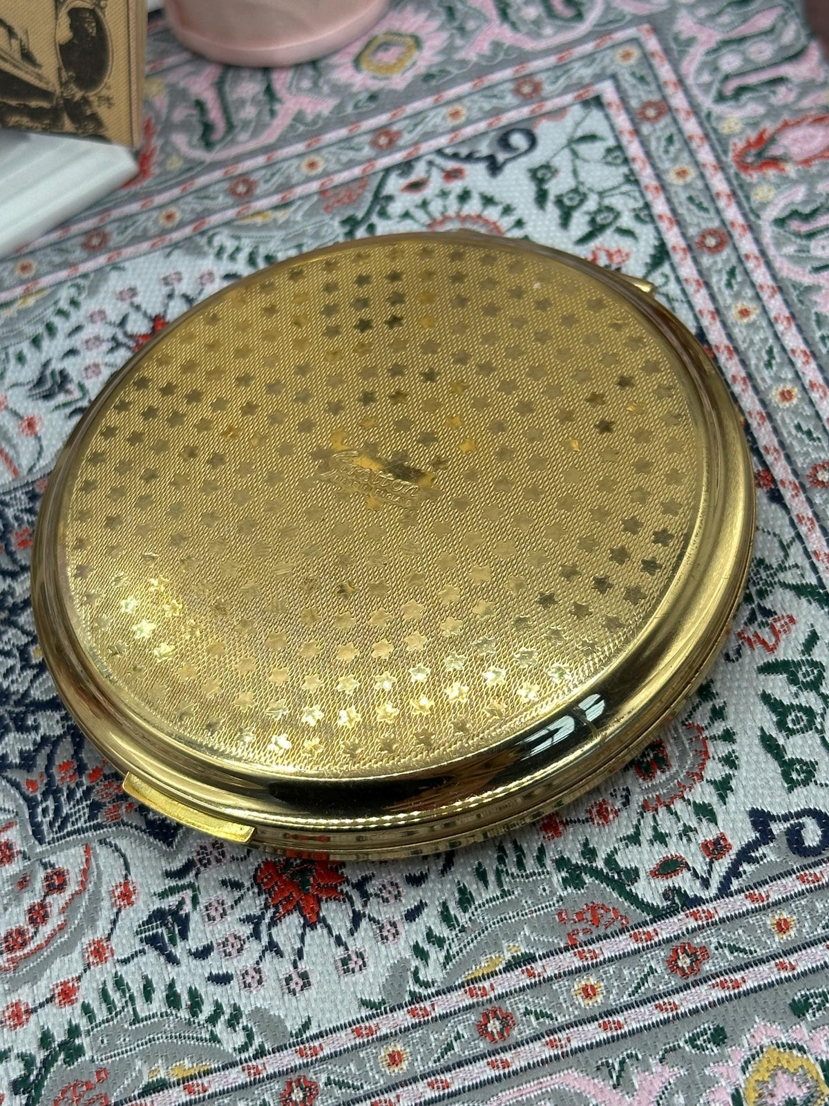 Vintage Stratton Gold Tone Powder Compact | Engine Turned, Made in England