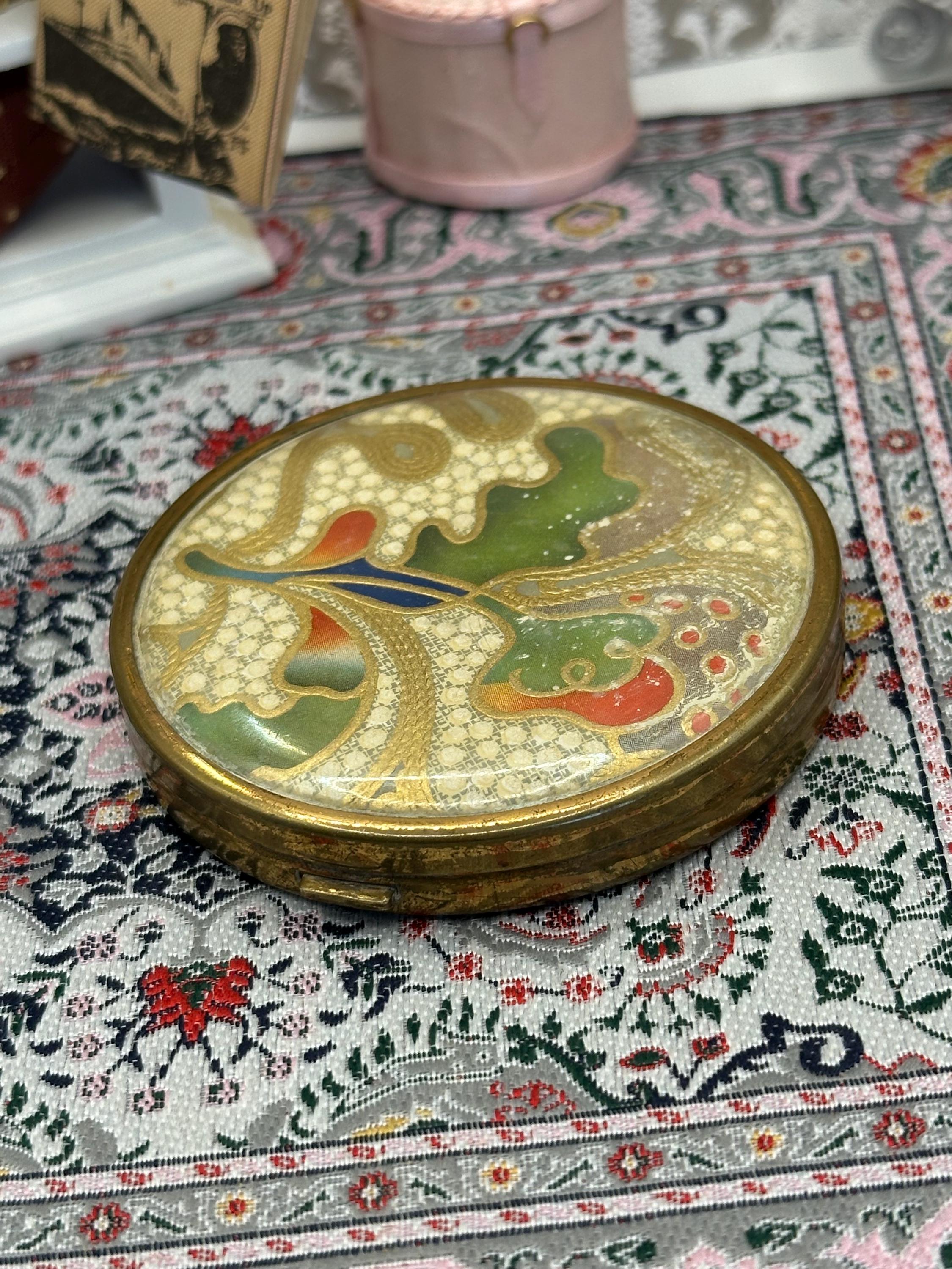 Vintage Coty Powder Compact | Art Deco Style Abstract Lid Design, 6.5 cm