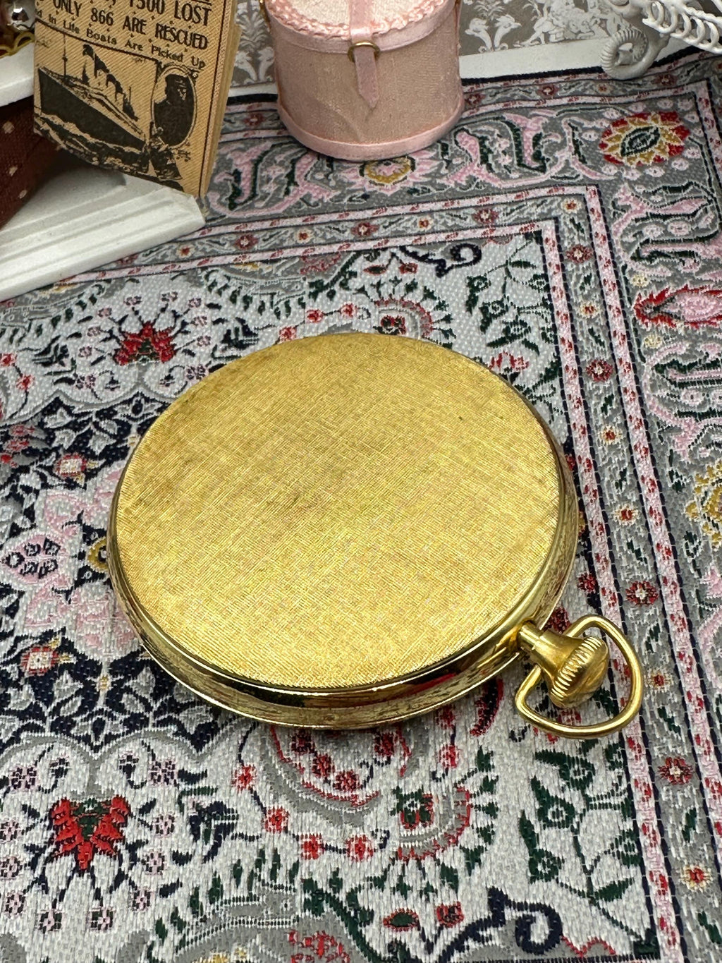 Vintage Alexandra de Markoff Pocket Watch Powder Compact Blue Enamel Original Puff & Screen