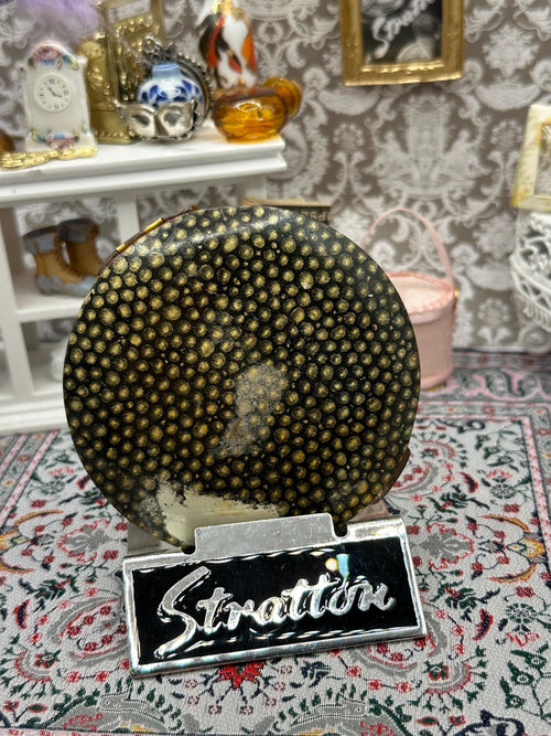Rare 1930s Stratton Faux Shagreen Powder Compact – Collectable Vanity, Made in England