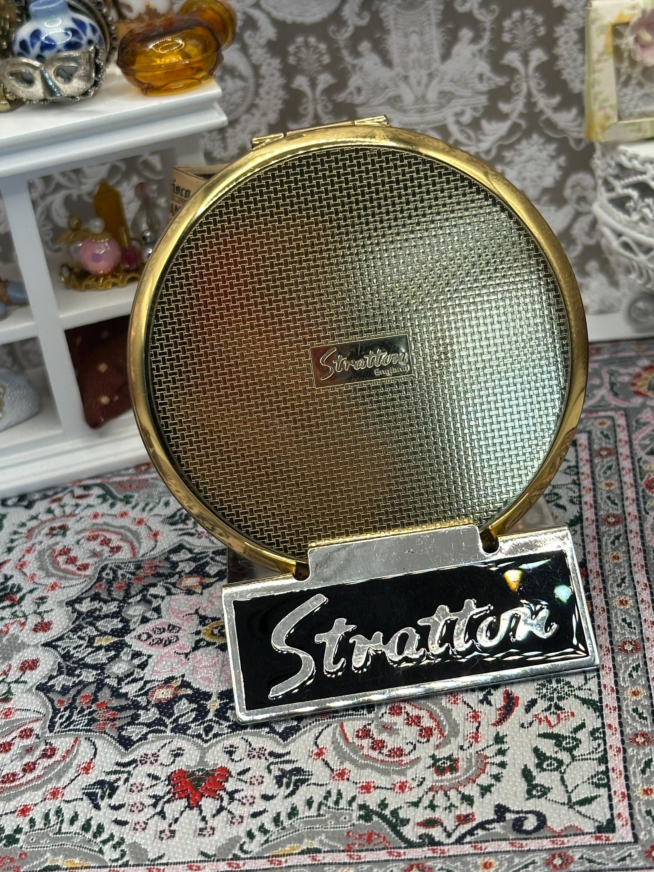 Vintage Stratton Powder Compact | Floral Porcelain Effect Lid, Made in England