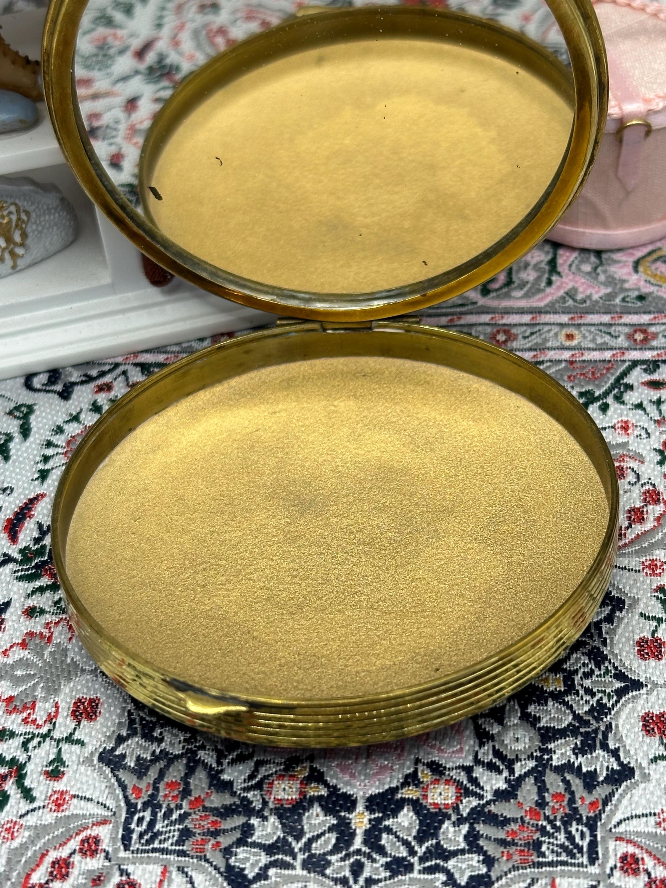 Vintage Lourdes Souvenir Powder Compact | Red Enamel ND Basilica Design, Gold Tone