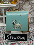 Vintage Stratton Square Powder Compact – Terrier Dog, 2.25" / 5.7cm, Highly Collectible, Black Pouch Included