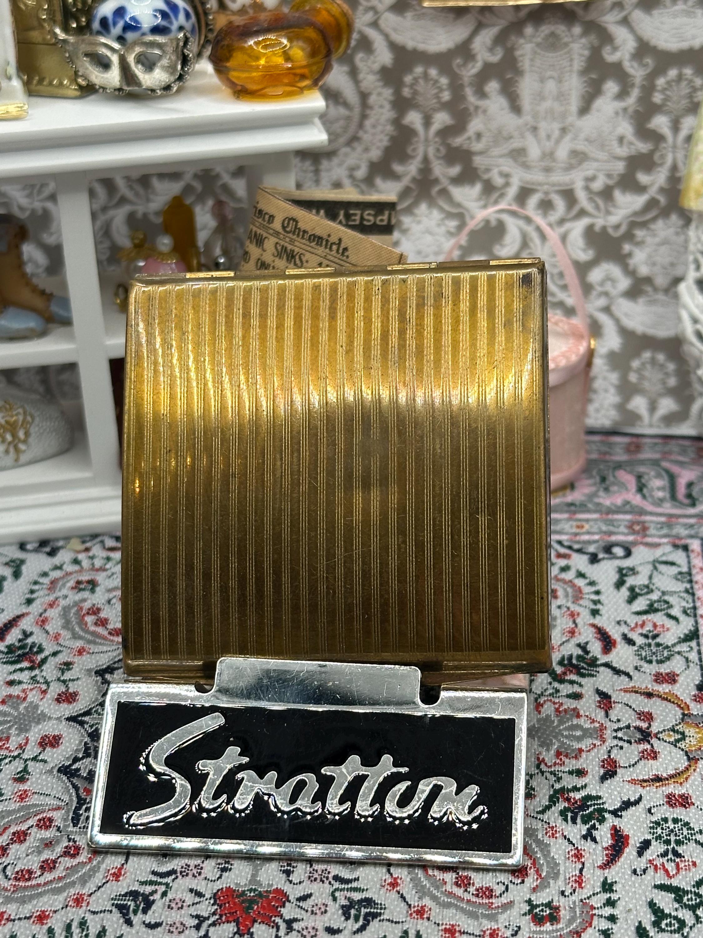 Vintage Stratton Square Powder Compact – Terrier Dog, 2.25" / 5.7cm, Highly Collectible, Black Pouch Included