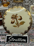 Vintage Stratton Floral Powder Compact | Cream & Gold Scalloped Lid, 8.5 cm