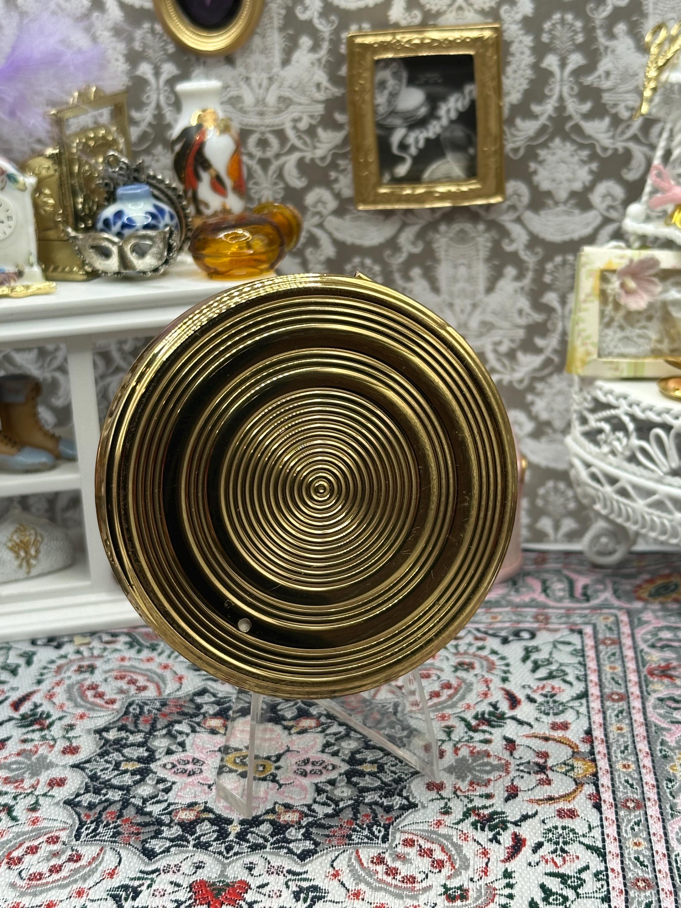 Vintage Piccadilly by Regent of London Powder Compact – Gold Tone Guilloché & Concentric Rings, Unused