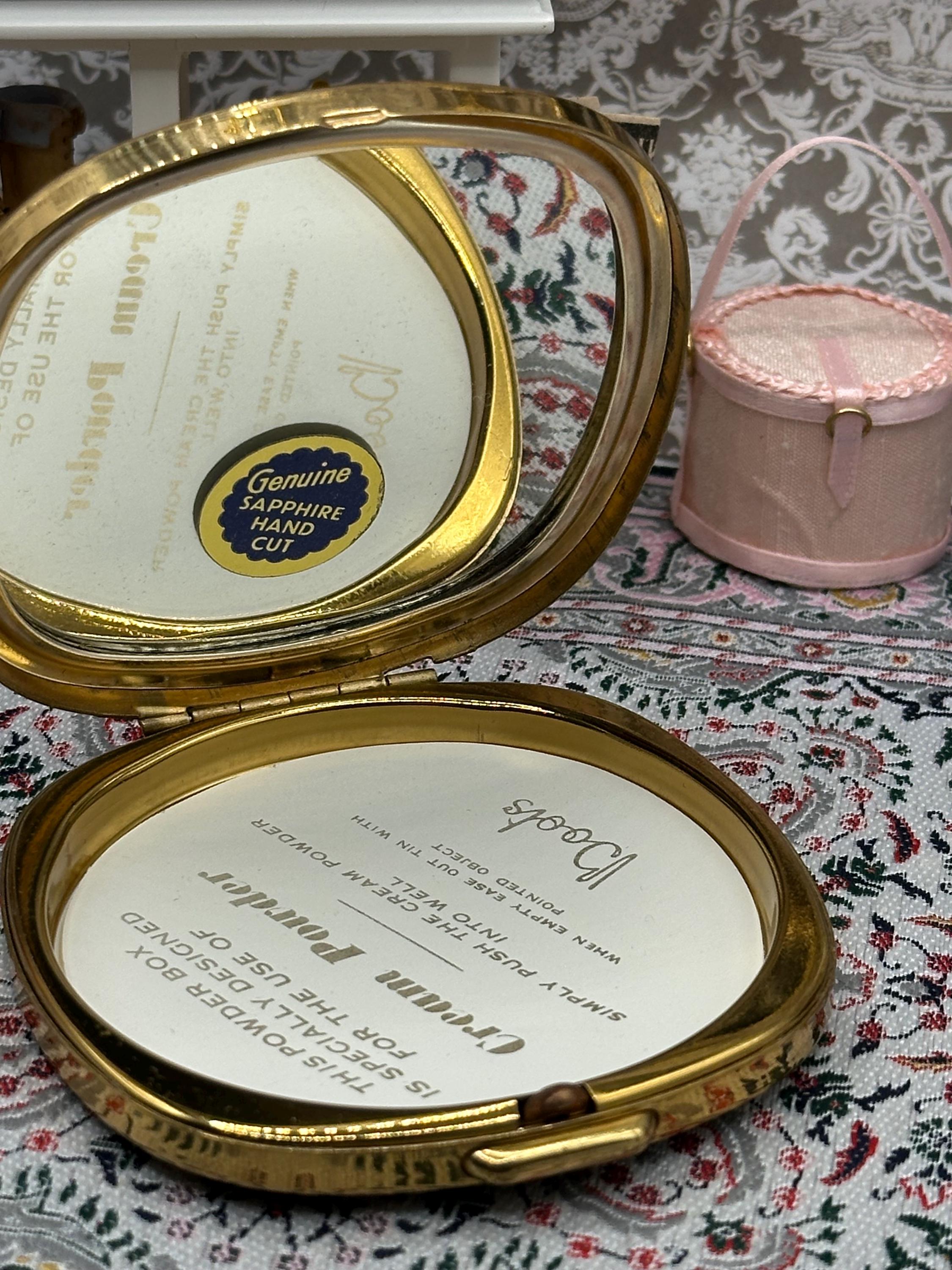 Vintage Gold Tone Powder Compact – 1950s Hand Cut Mirror, Boots Compact With Pouch
