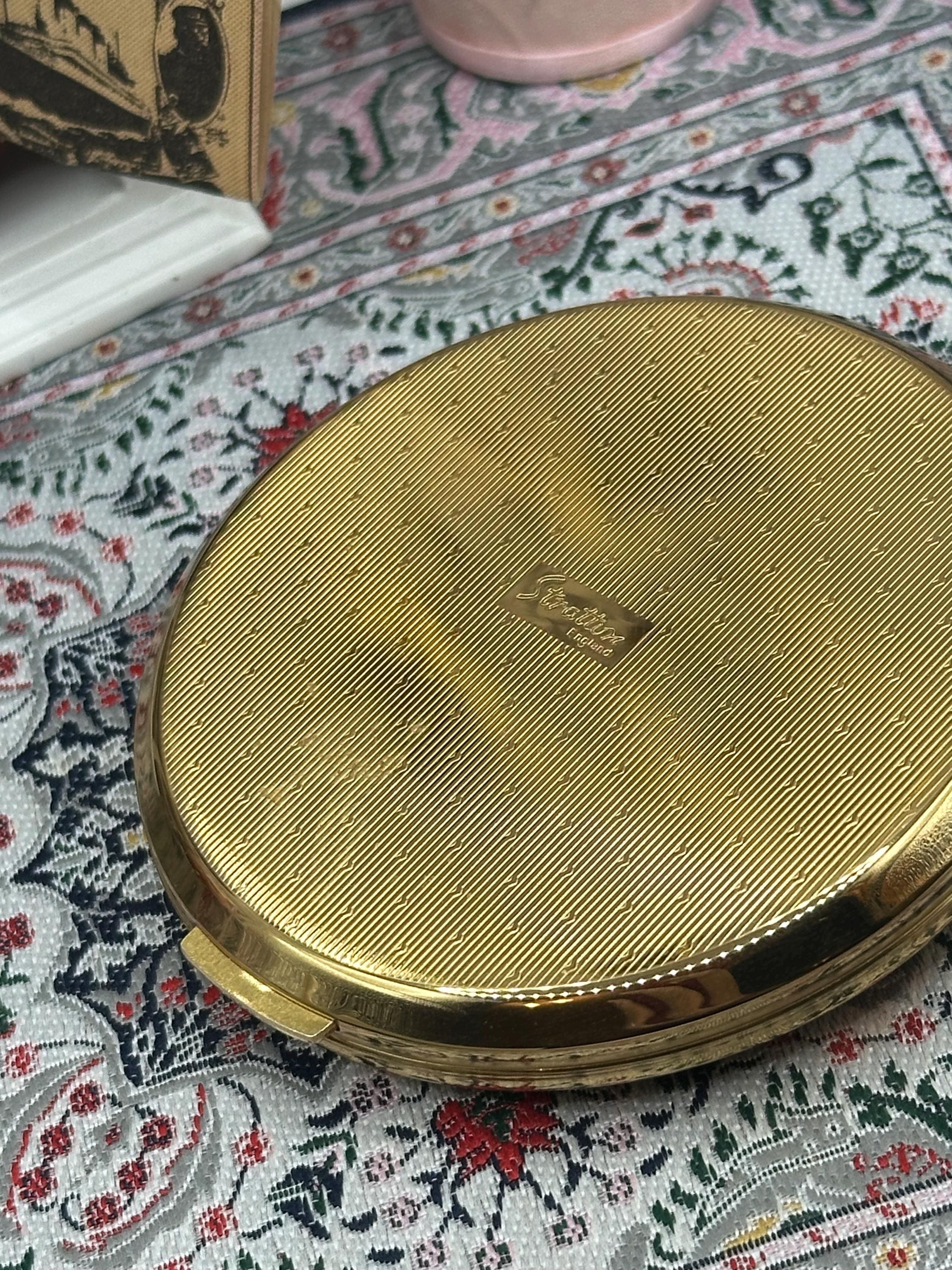 Vintage Stratton 21st Birthday Powder Compact with Key Motif - Boxed Beauty Accessory
