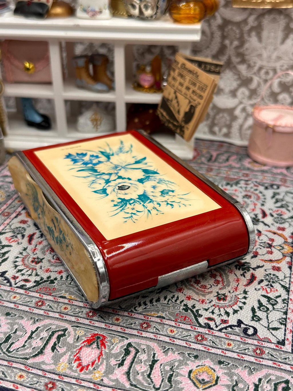 Dandy Mate Silvia Musical Camera Compact – 1960s Floral Vanity Case, Japan
