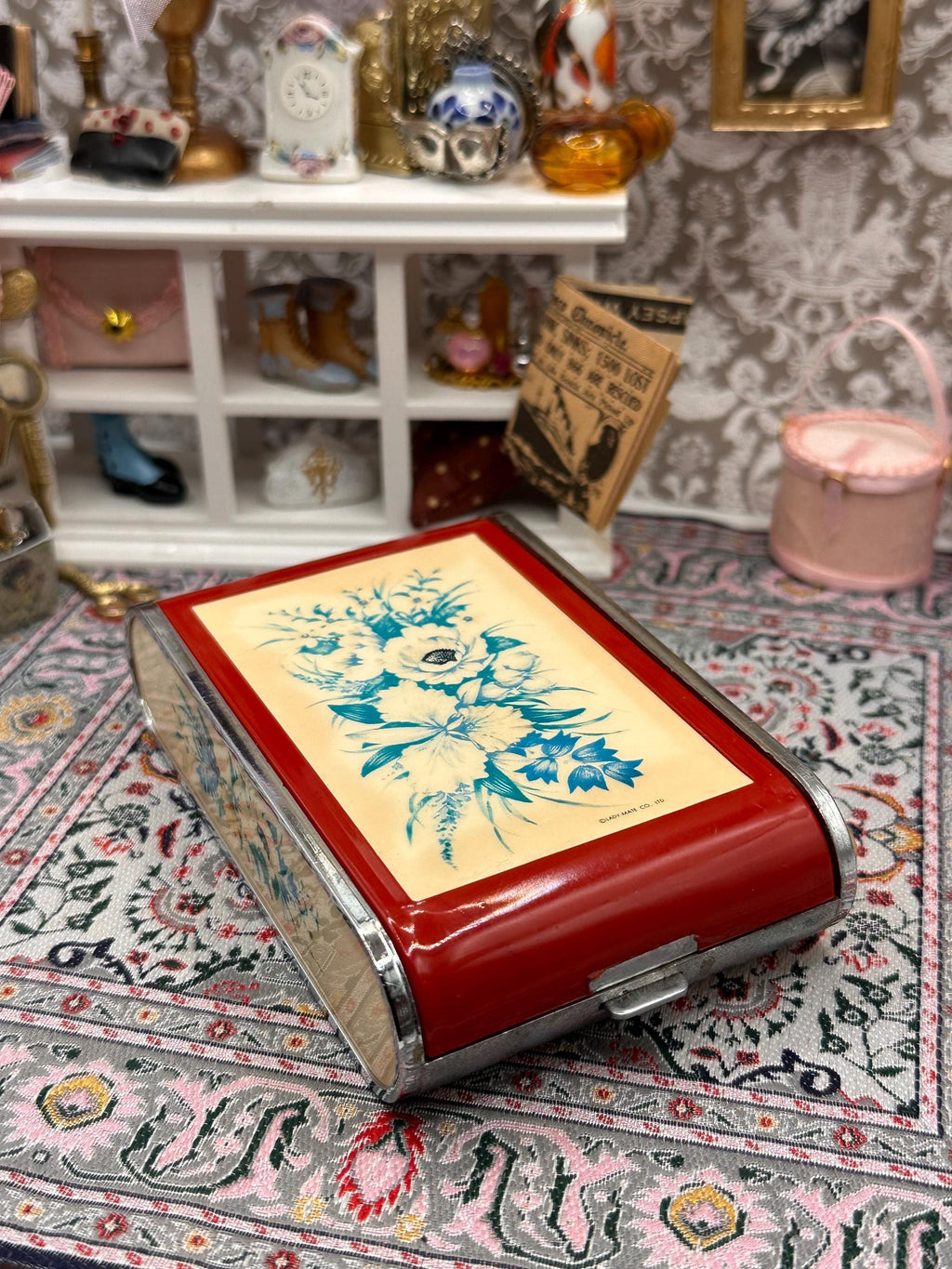 Dandy Mate Silvia Musical Camera Compact – 1960s Floral Vanity Case, Japan