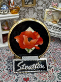 Stratton powder compact poppy motif gold tone 1970s floral vanity accessory