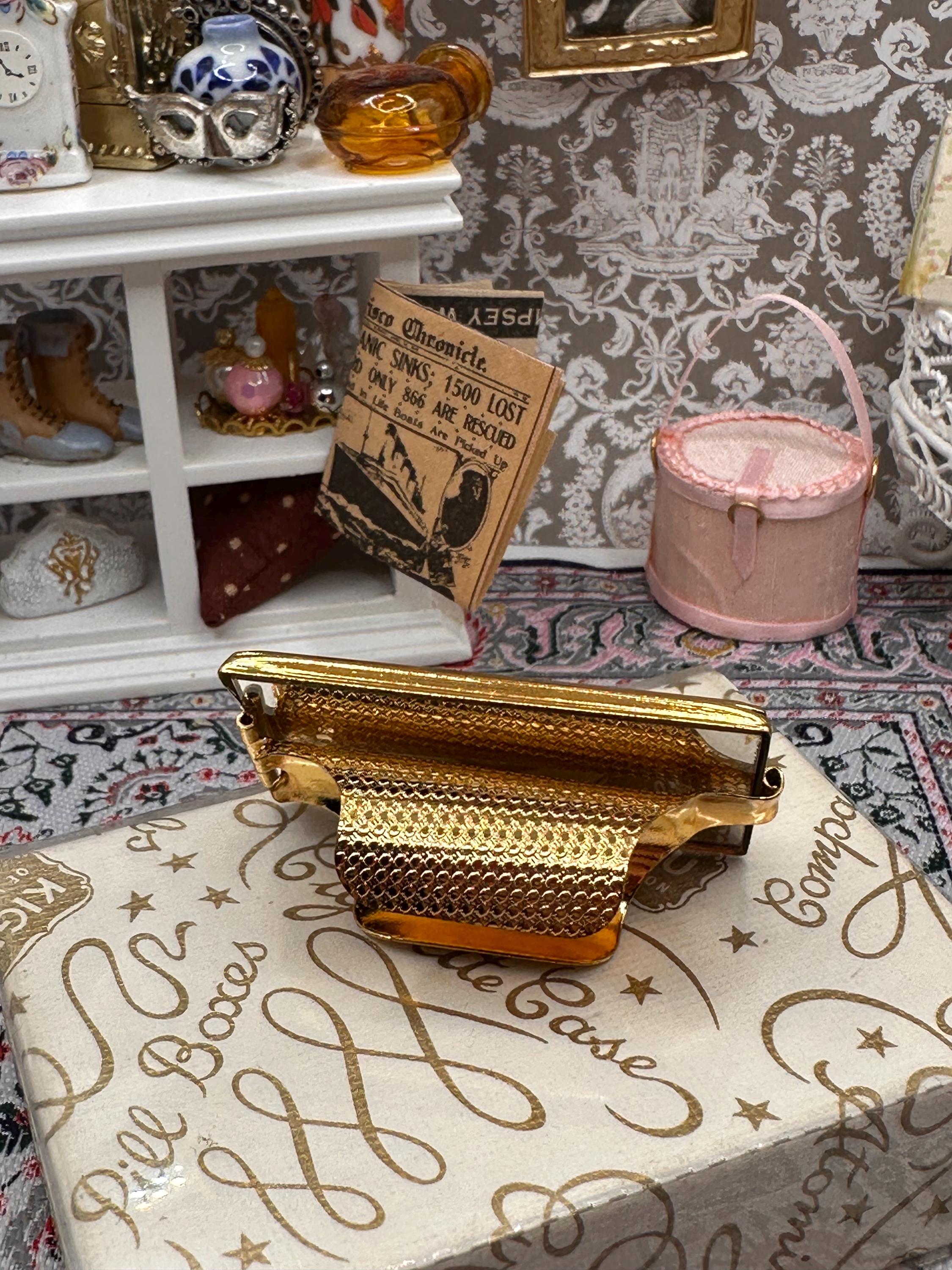 Glamorous Vintage Gold Tone Lipstick Holder in Original Box - Mid-Century Kigu Lipmirror