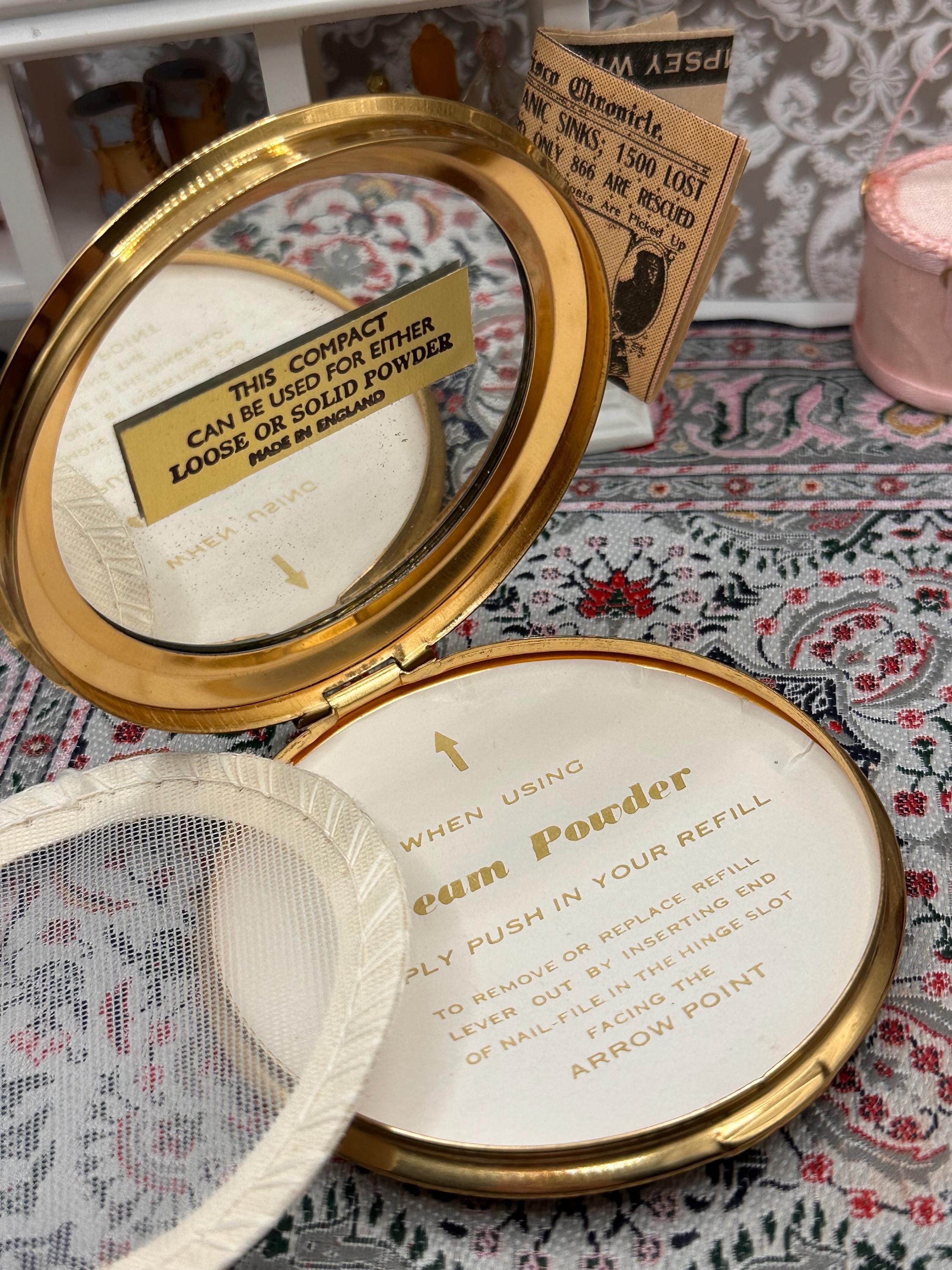 Vintage Gold Tone Powder Compact | 7.5cm | Unused | Mid Century Vanity Accessory | Made in England
