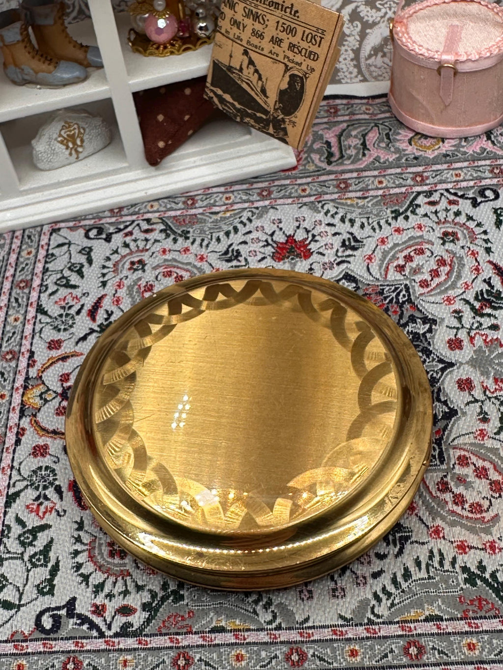 Vintage Gold Tone Powder Compact | 7.5cm | Unused | Mid Century Vanity Accessory | Made in England