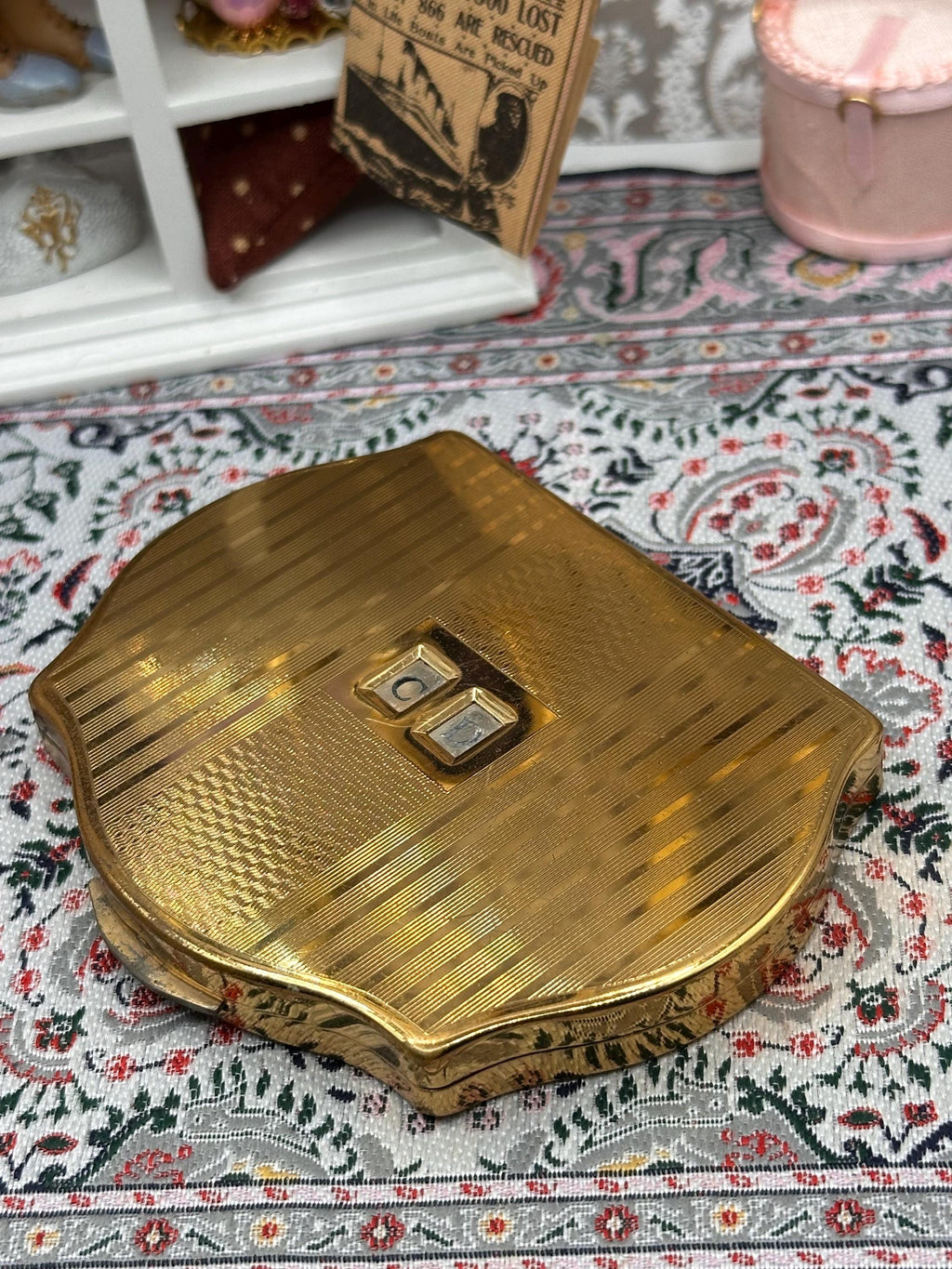 Stratton Regency Powder Compact | Art Deco Gold Tone Vanity, Custom Initials