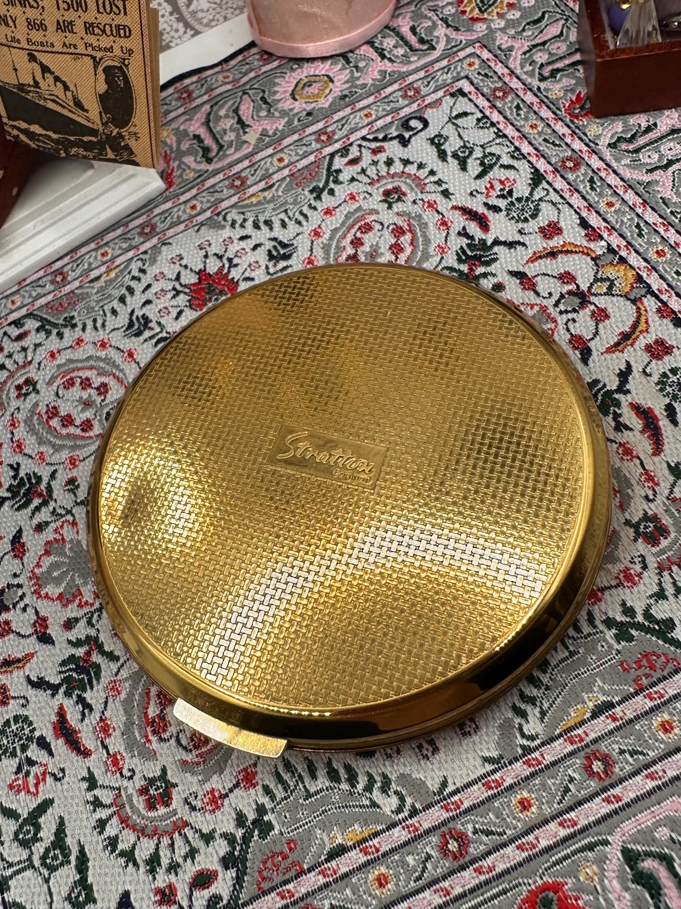 Vintage Stratton Powder Compact: 1960s Floral Enamel, Boxed with Tag