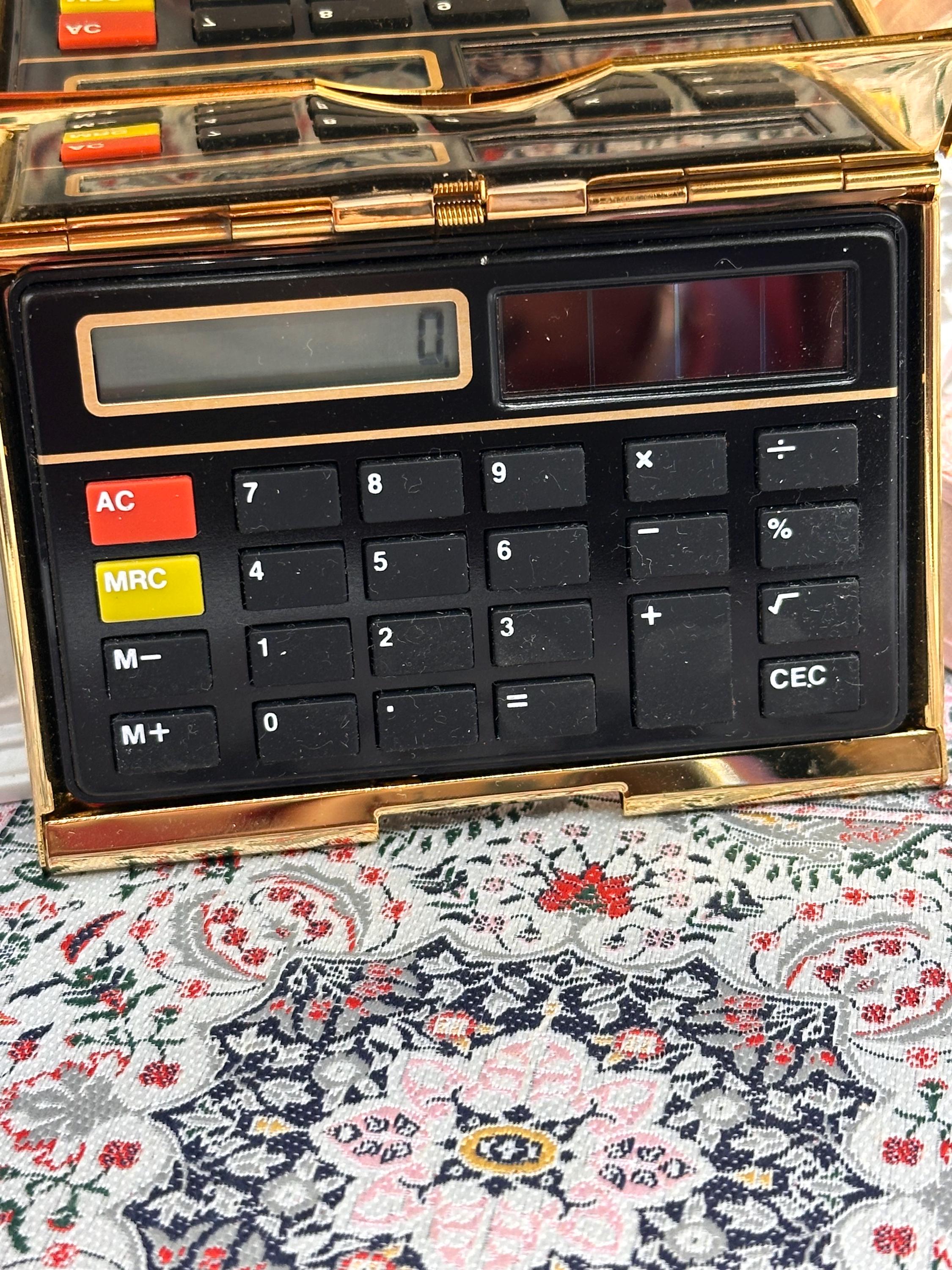 Vintage Stratton Calculator & Business Card Case Gold Tone Working 1970s–1980s