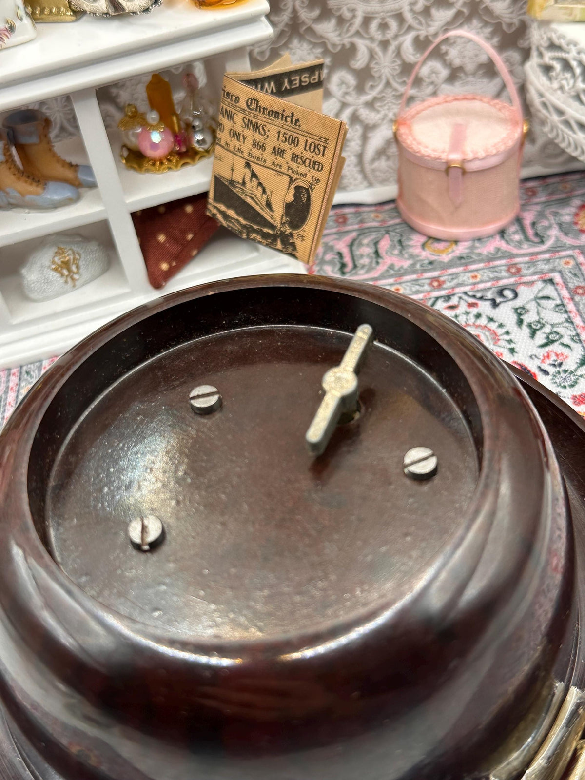 Art Deco Musical Powder Bowl – 1930s Brass Vanity Decor