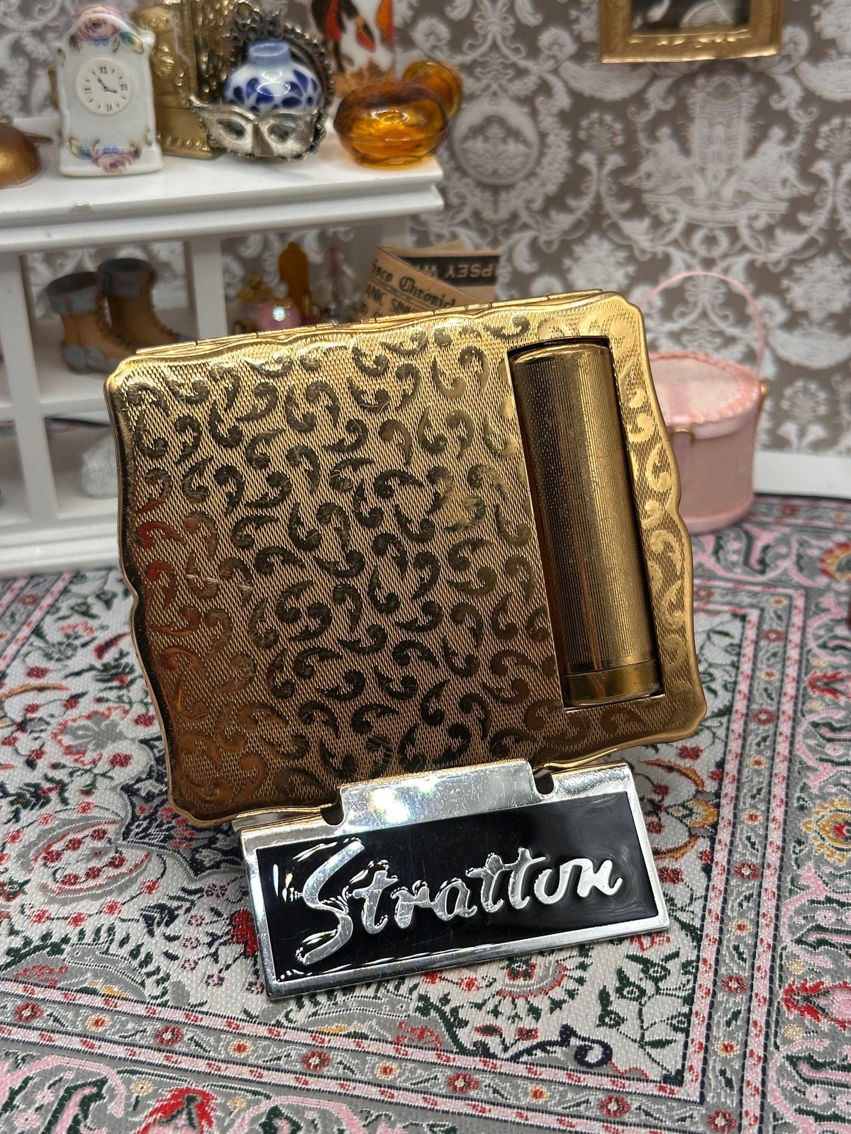 Stratton No.1 Combination Compact with Lipstick Holder – Vintage 1950s Loose Powder Compact