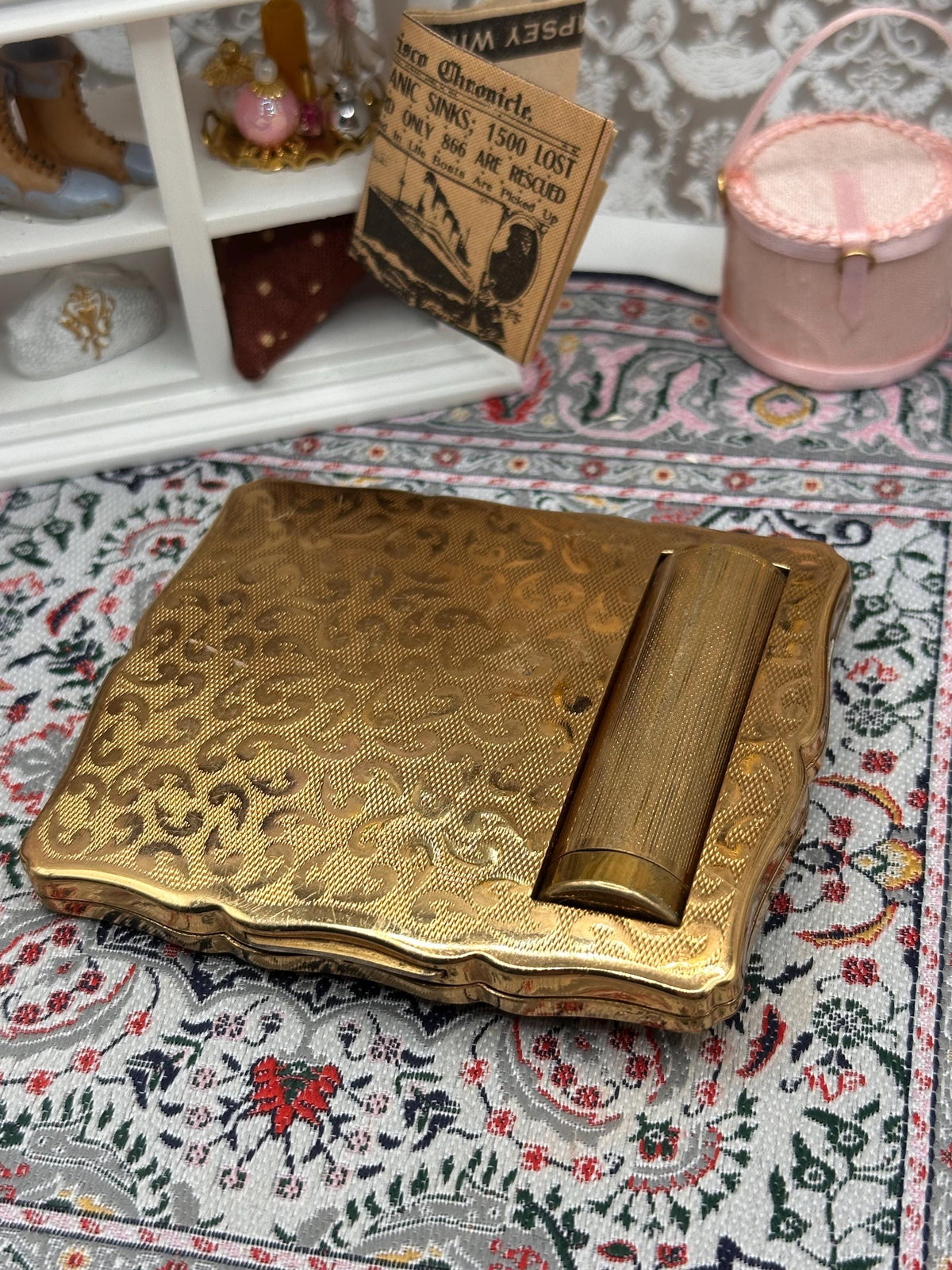 Stratton No.1 Combination Compact with Lipstick Holder – Vintage 1950s Loose Powder Compact
