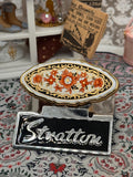Stratton Lip-View Lipstick Compact – Vintage 1950s Enamel Floral Design – Gold Tone Mirror Lid – 6cm