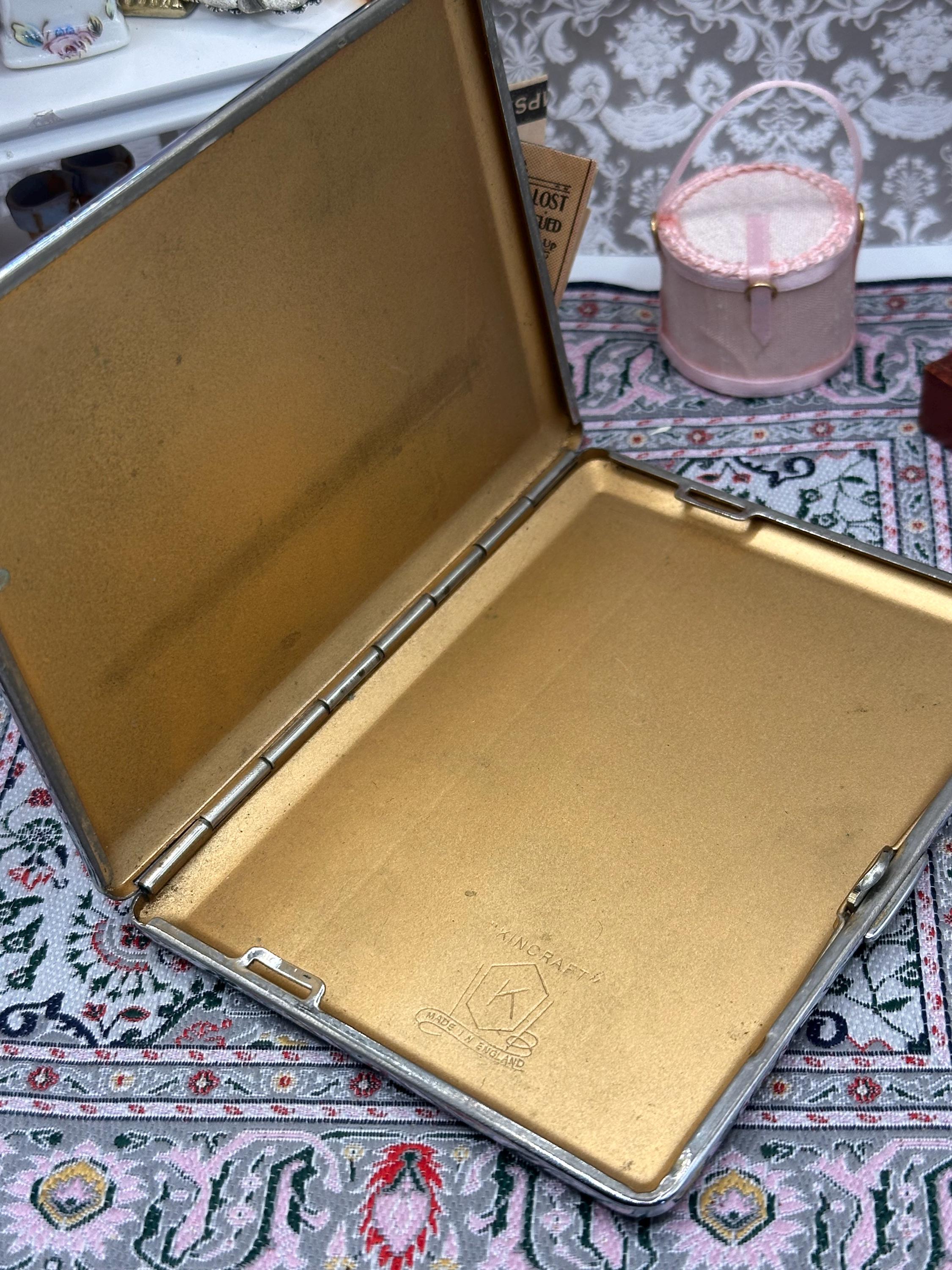 Vintage Kingcraft Cigarette Case – Personalised “Louise” – Engine Turned Silver Tone – 1950s Made in England – 11cm