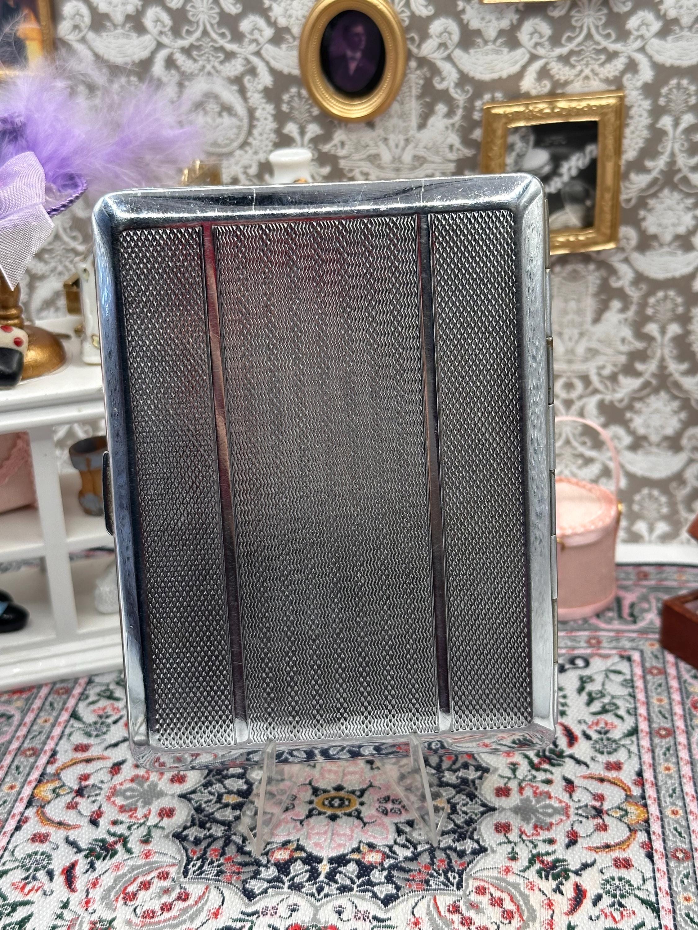 Vintage Kingcraft Cigarette Case – Personalised “Louise” – Engine Turned Silver Tone – 1950s Made in England – 11cm