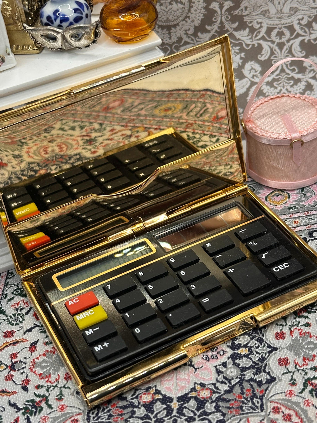 Vintage Stratton Calculator & Business Card Case Gold Tone Working 1970s–1980s