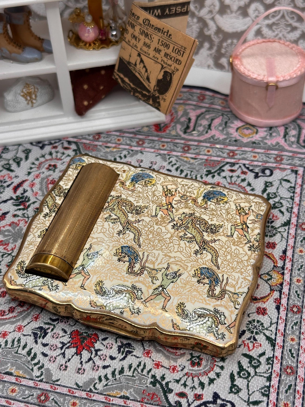 Stratton No.1 Combination Compact with Lipstick Holder – Vintage 1950s Loose Powder Compact