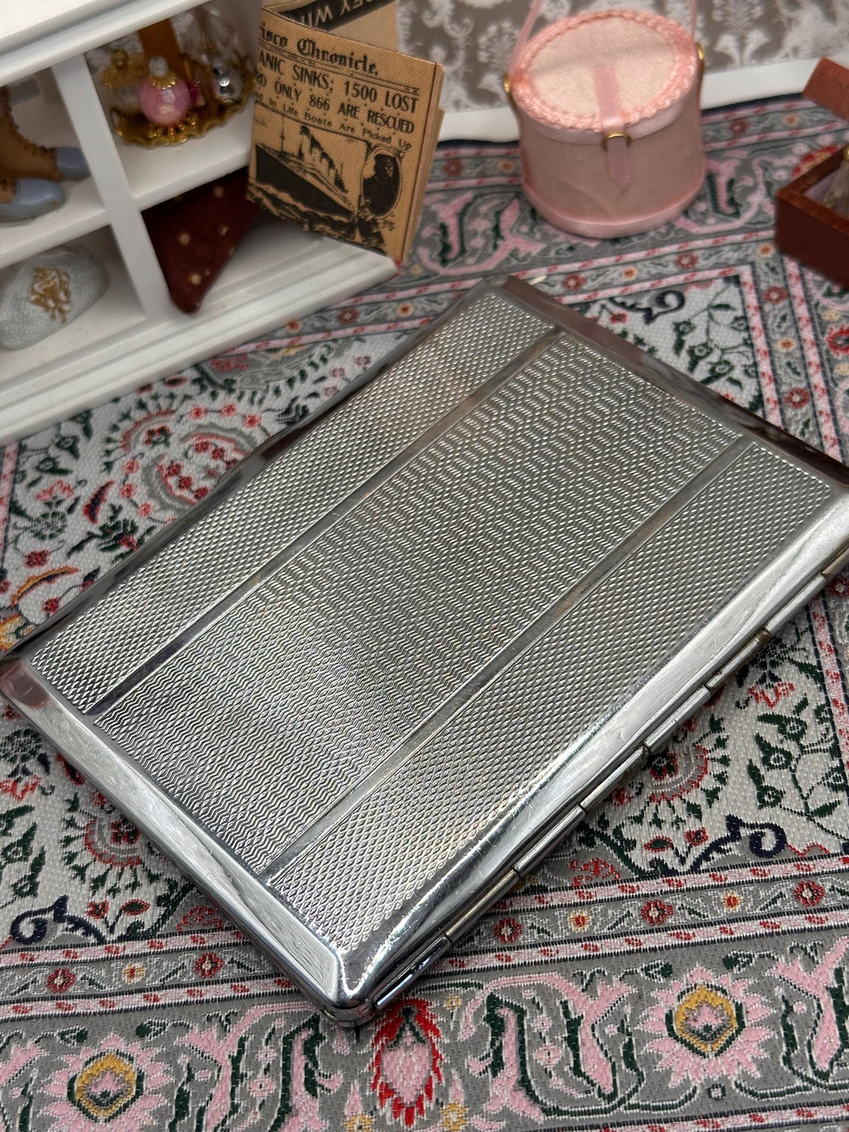 Vintage Kingcraft Cigarette Case – Personalised “Louise” – Engine Turned Silver Tone – 1950s Made in England – 11cm