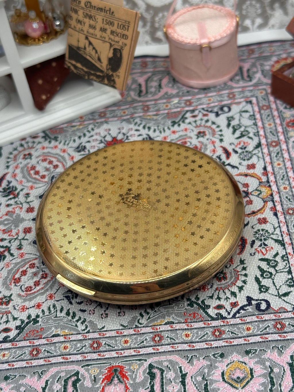 Vintage Stratton Pink Convertible Powder Compact, Original Pouch, Unused, Mid Century England