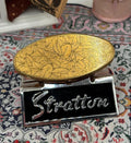 Vintage Stratton Lipview Compact Gold Tone Leaf Design, Mid Century Convertible Compact with Mirror