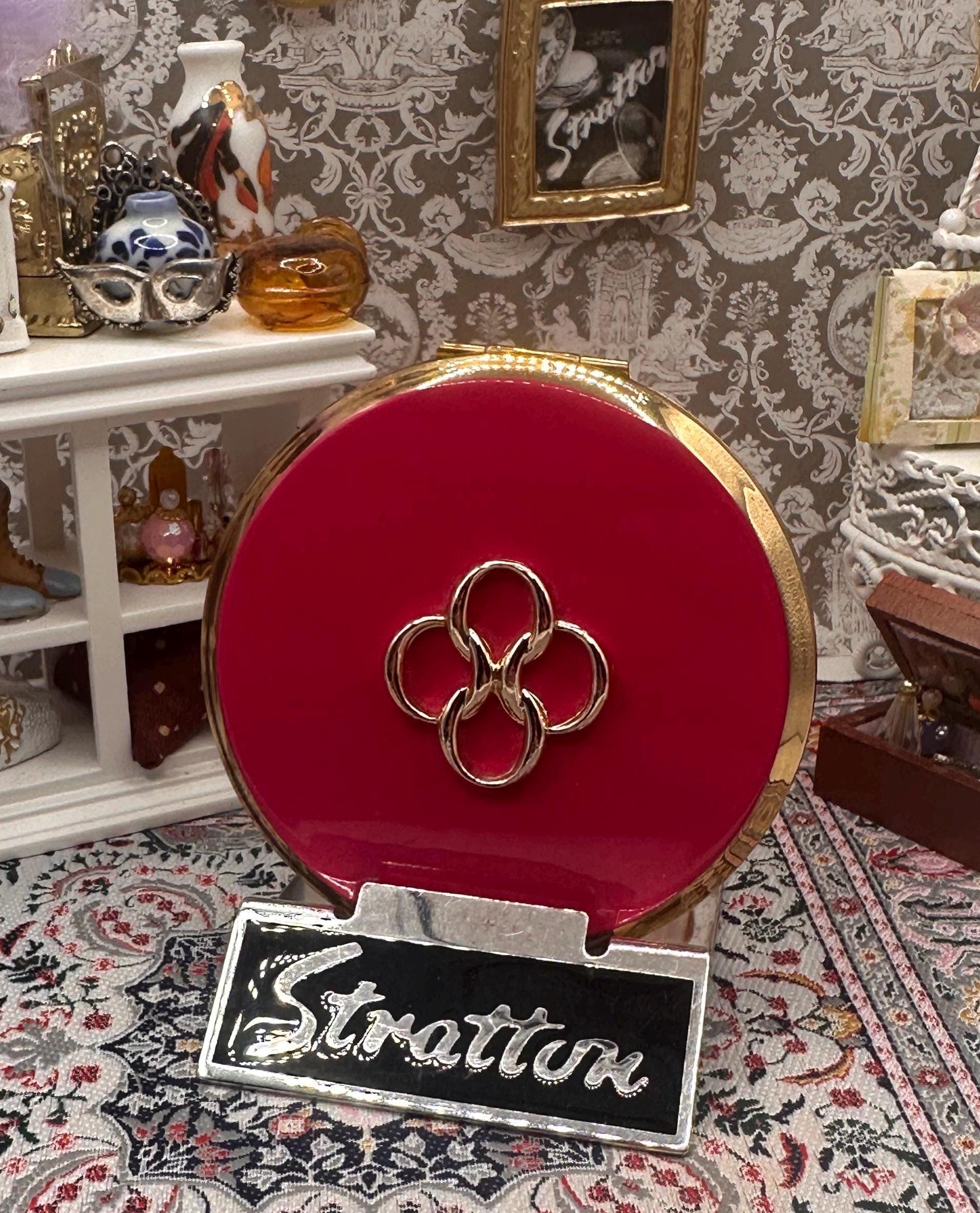 Vintage Stratton Pink Convertible Powder Compact, Original Pouch, Unused, Mid Century England
