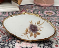 Vintage Stratton Lipview Compact Mirror: White Floral Enamel, Gold Tone, Boxed