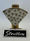 Vintage Stratton Fan-Shaped Lip View – Gold Starburst Enamel, Lipstick Holder & Mirror