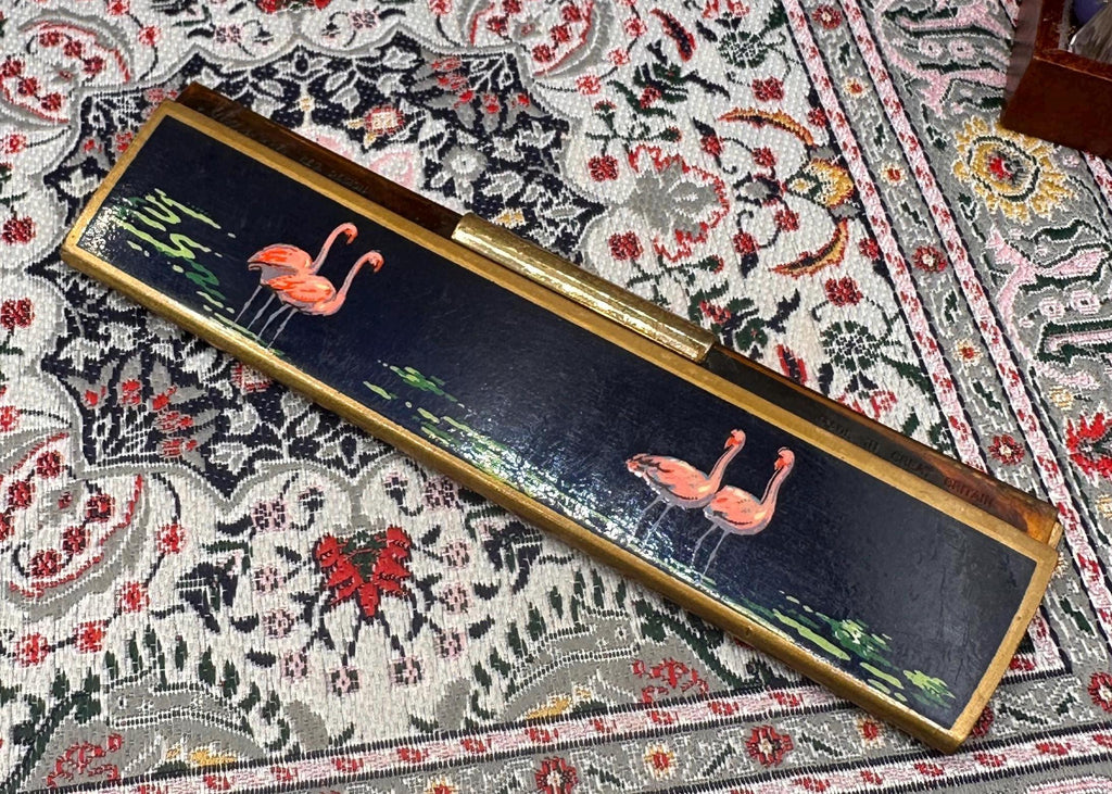 Vintage Mascot Flamingo Comb Hand Painted Navy Blue Vanity Accessory