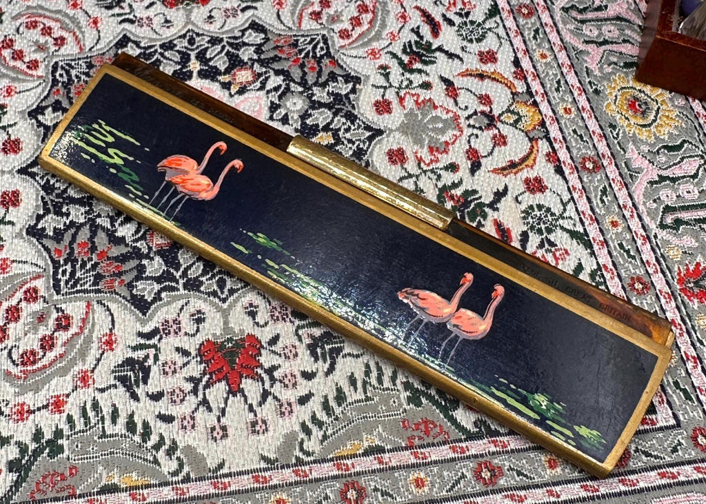 Vintage Mascot Flamingo Comb Hand Painted Navy Blue Vanity Accessory