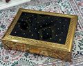 Carene Reuge Ste-Croix Swiss Musical Compact – Plays ‘The Blue Danube’, Black & Gold, Vintage Vanity