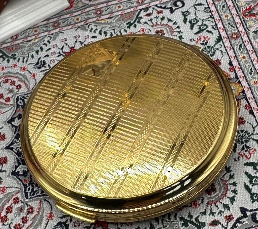 Vintage Stratton Gold Tone Powder Compact | Engine Turned, Made in England
