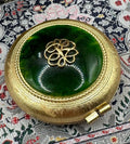 Revlon Van Cleef & Arpels Powder Compact Green Enamel Gold Tone Boxed Vintage 1960s Collectable