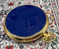 Vintage Alexandra de Markoff Pocket Watch Powder Compact Blue Enamel Original Puff & Screen
