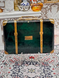 Vintage Suitcase Powder Compact Green Enamel Vanity Compact 1950s Novelty Travel Case Design