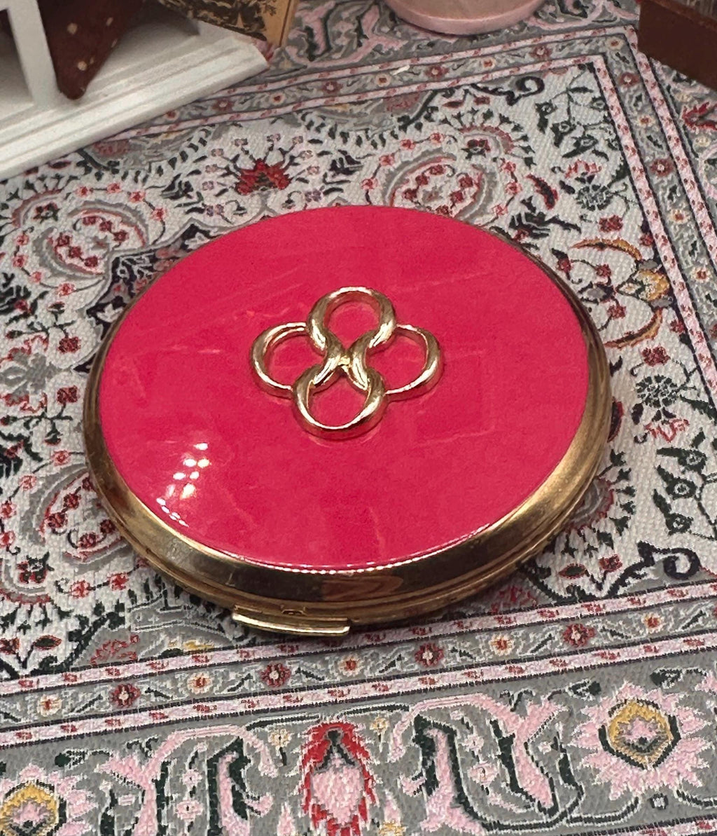 Vintage Stratton Pink Convertible Powder Compact, Original Pouch, Unused, Mid Century England