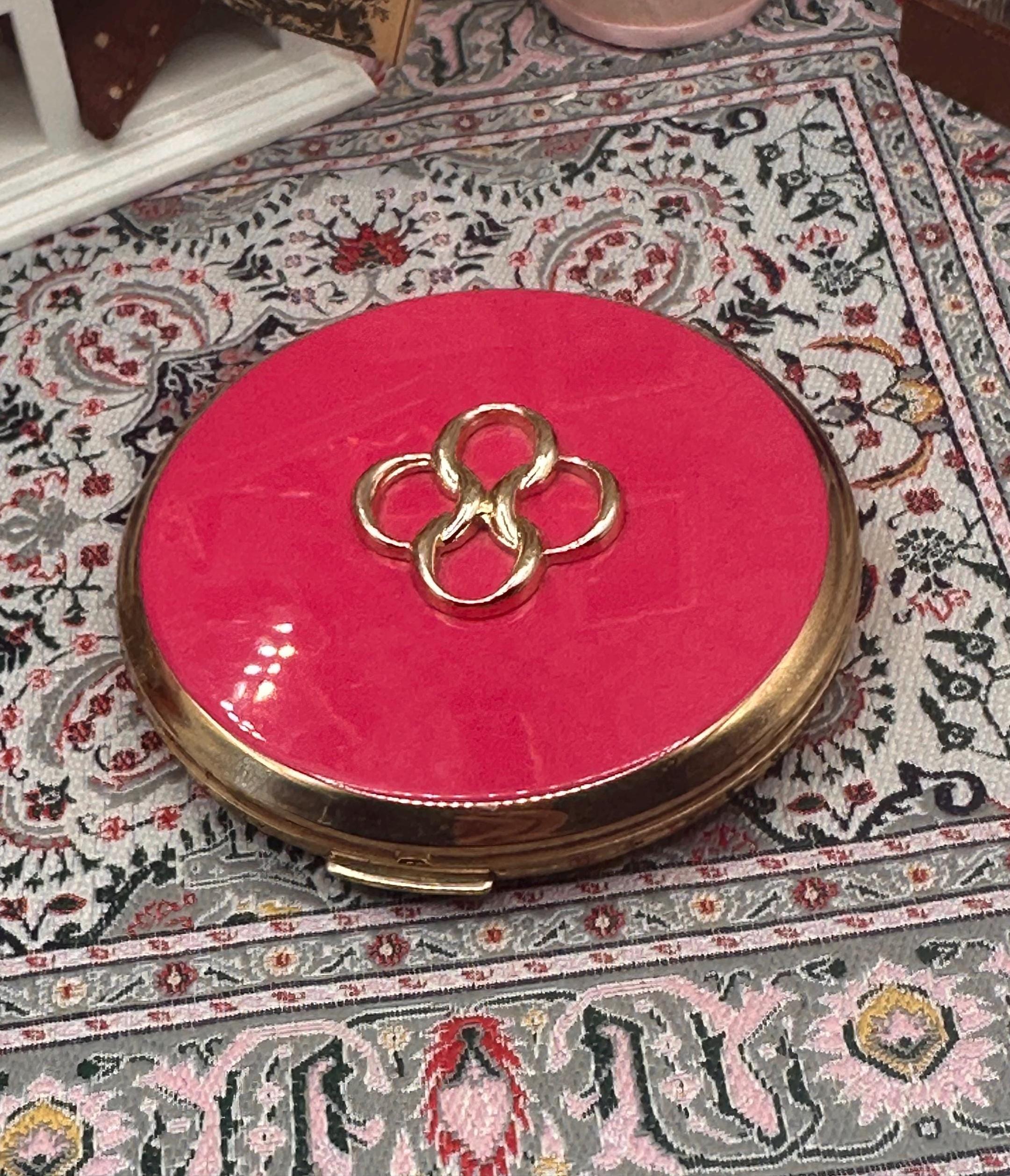 Vintage Stratton Pink Convertible Powder Compact, Original Pouch, Unused, Mid Century England